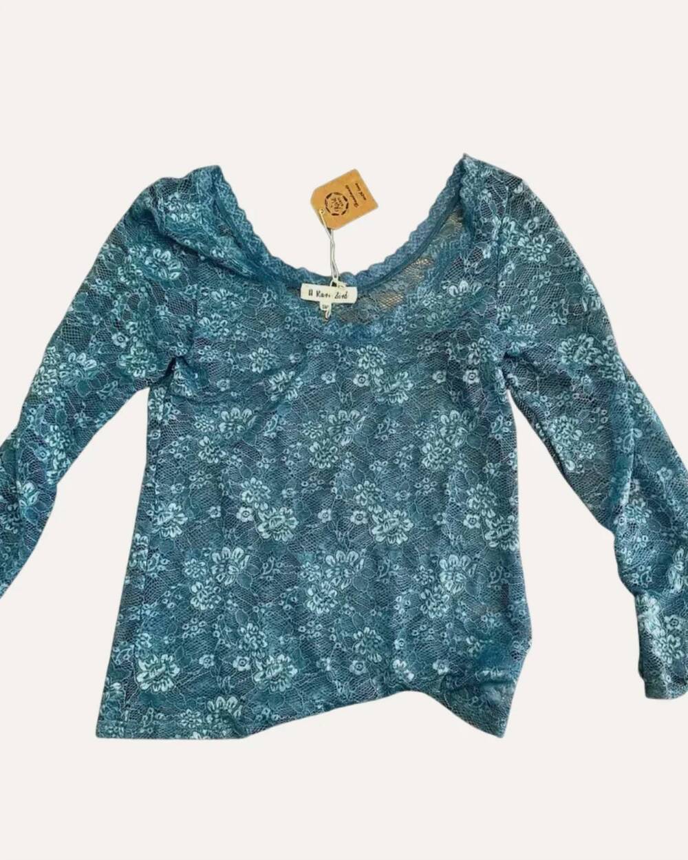 NEW A RARE BIRD women's lace vintage layer shirt in denim